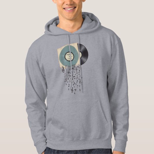 Veste À Capuche Notes de musique sur un disque vinyle (Devant)