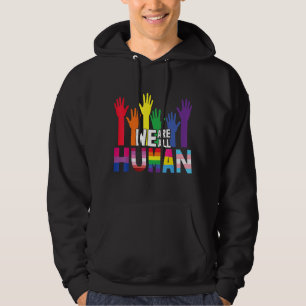 Veste À Capuche Nous Sommes Tous Humains Rainbow Heart Flag Lgbt P