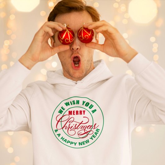 Veste À Capuche Nous vous souhaitons un joyeux Noël rouge et vert