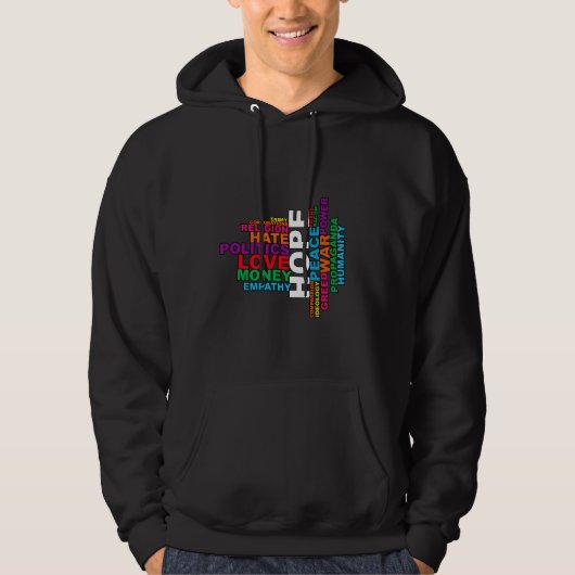 Veste À Capuche Nuage de mots de l'humanité (Devant)