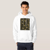 Veste À Capuche Or et noir : Texture 3D Feuille. (Devant entier)