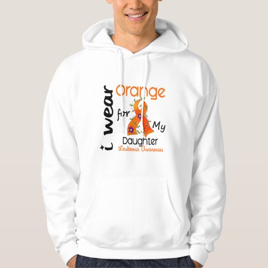 Veste À Capuche Orange d'usage de la leucémie I pour ma fille 43 (Devant)