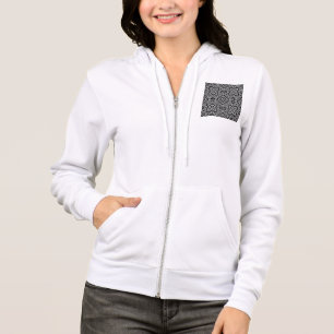 Veste À Capuche ornement ethnique motif géométrique noir et blanc
