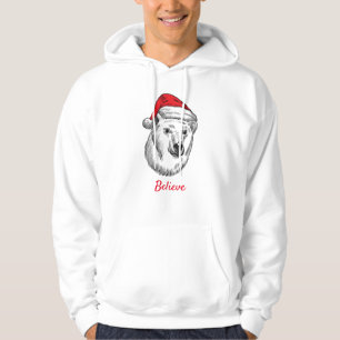 Veste À Capuche Ours de Noël amusant portant un chapeau de Père No