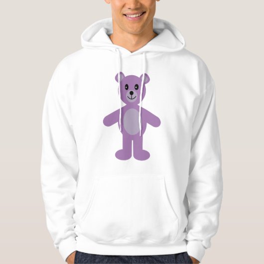 Veste À Capuche Ours de nounours lilas mignon de bande dessinée (Devant)