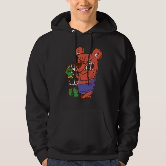 Veste À Capuche ours en colère comptant de l'argent (Devant)