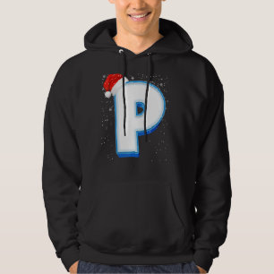 Veste À Capuche P Majuscule neigeuse Monogramme de Noël Alphabet L