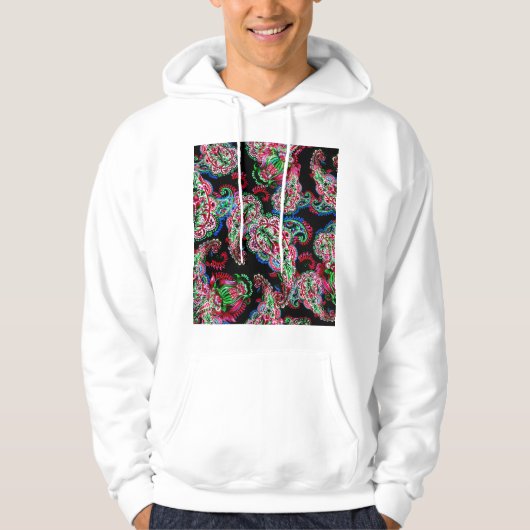 Veste À Capuche Paisley Floral Pattern, Ethnic Arrière - plan. (Devant)