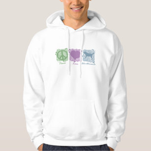 Veste À Capuche Paix, amour, et limiers en pastel