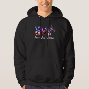 Veste À Capuche Paix Amour Liberté Drapeau Américain Patriotique J