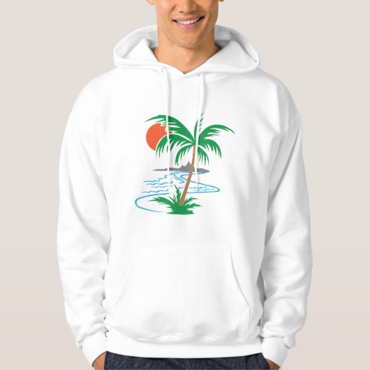 Veste À Capuche Palm Tree by the River | Tropical Sunset Art (Devant)