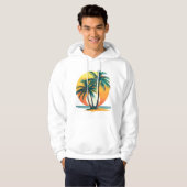 Veste À Capuche Palmiers Tropicaux avec Coucher de Soleil Vibrant (Devant entier)