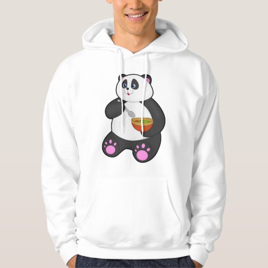 Veste À Capuche Panda à manger avec cuillère et bol (Devant)