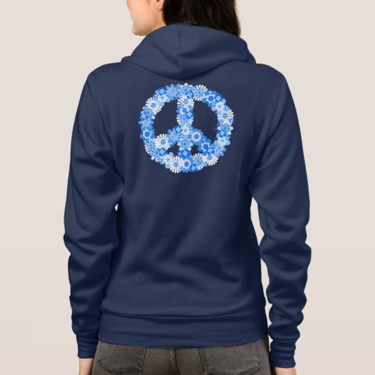 Veste À Capuche Panneau de Paix bleu (Dos)