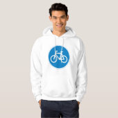 Veste À Capuche Panneau de signalisation de voie cyclable bleu Sym (Devant entier)