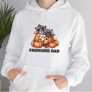 Veste À Capuche Papa Bouledogue Français Halloween Citrouilles
