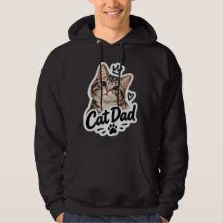 Veste À Capuche Papa Chat Mignon Amoureux de Chat Graphique Noir P