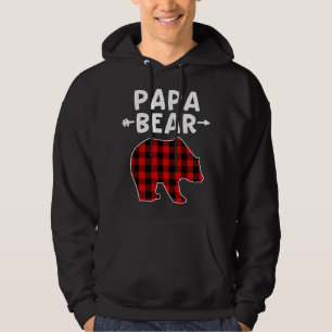 Veste À Capuche Papa Ours Noir Et Rouge Ours Plaid Grand-Père Noël