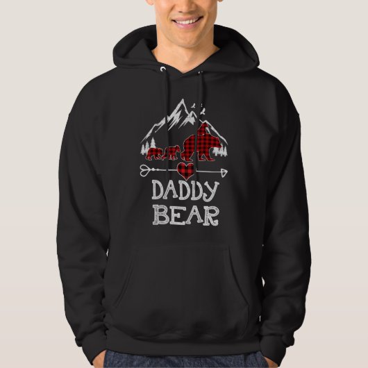 Veste À Capuche Papa Ours Pajama de Noël Buffle Rouge Plaid Fami (Devant)