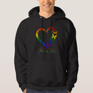 Veste À Capuche Papillon Coeur arc-en-ciel L'amour est l'amour Lgb