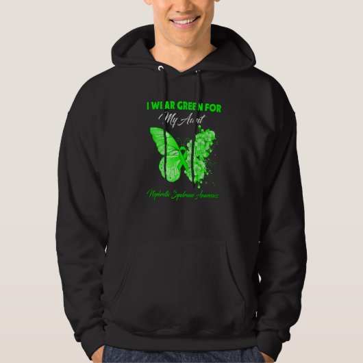 Veste À Capuche Papillon Je Porte Vert Pour Ma Tante Syndre Néphro (Devant)