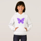 Veste à capuche papillon violet pour enfants (Devant entier)