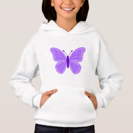 Veste à capuche papillon violet pour enfants (Devant)