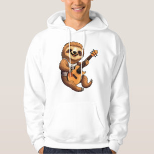 Veste À Capuche Paresseux tenant un chapeau de Santa guitare