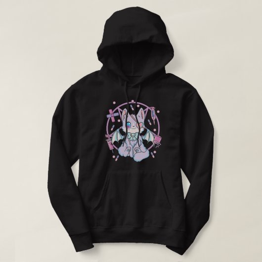 Veste À Capuche Pastel Goth Kawaii Yami Chat (Design devant)