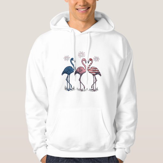 Veste À Capuche Patriotic Flamingo Trio Vintage Engraving Design_1 (Devant)