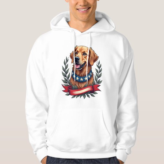 Veste À Capuche Patriotic Golden Retriever Americana Art Tee 2 (Devant)
