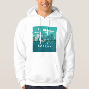 Veste À Capuche Paysage urbain nocturne du Massachusetts   Ville d