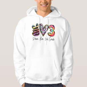 Veste À Capuche Peace Love 3e année Enseignante Girls Équipe 3e an