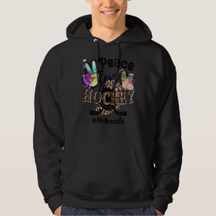 Veste À Capuche Peace Love Hockey Mère Vie Maman Grand-mère Leopar