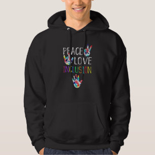 Veste À Capuche Peace Love Inclusion Sped Squad Spécial Ed Enseign