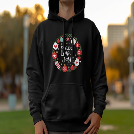 Veste À Capuche Peace Love Joy Noël Wreath Festive