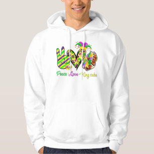Veste À Capuche Peace Love King Cake Mardi Gras Hommes Femmes Enfa