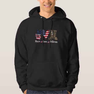Veste À Capuche Peace Love vétéran Usa Drapeau Bottes de combat vé