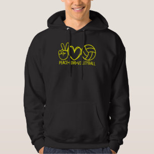 Veste À Capuche Peace Love Volleyball Sports Maman Jeu Jour Équipe