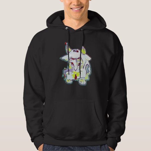 Veste À Capuche Peinture Abstraite Numérique D'un Chat 35 (Devant)
