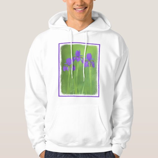 Veste À Capuche Peinture Iris Violet - Art Fleur Originale (Devant)