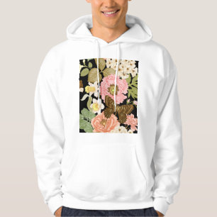 Veste À Capuche Peonies Roses vintages : Motif Floral Noir