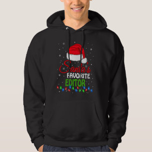 Veste À Capuche Père Noël S Éditeur Préféré Santa Hat Lights Funny