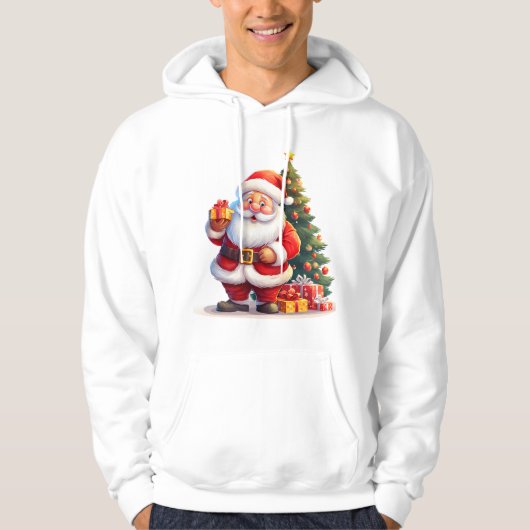 Veste À Capuche Père Noël, sapin de Noël et cadeau (Devant)