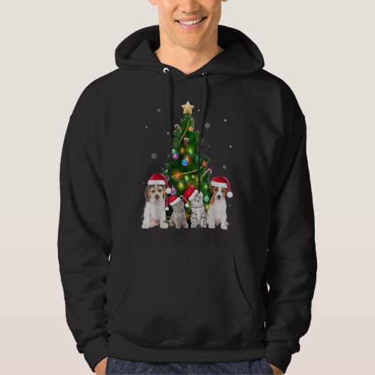Veste À Capuche Petit Chat Et Chien Noël Arbre Amoureux des chats (Devant)
