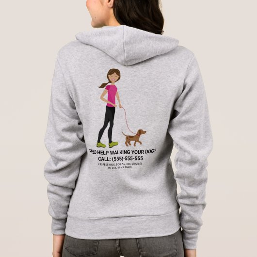 Veste À Capuche Petite Fille Et Chien Brown - Services De Promenad (Dos)