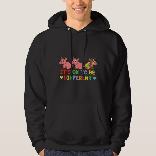 Veste À Capuche Pig Différent OK Sensibilisation sur l'autisme spé (Devant)