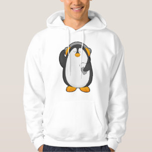 Veste À Capuche Pingouin et téléphone mobile avec casque