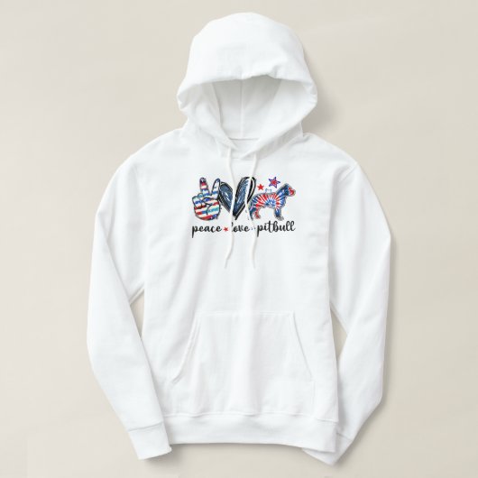 Veste À Capuche Pitbull Chien Funny Peace Love Pitbull Tie Dye 4E  (Design devant)