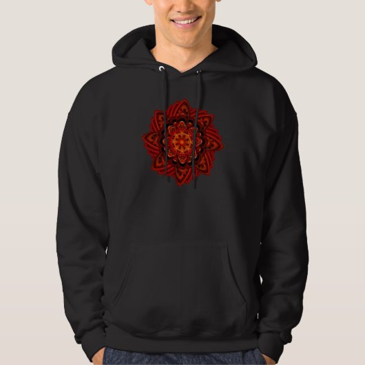 Veste À Capuche Pixel en spirale de rouge du feu de fractale de (Devant)